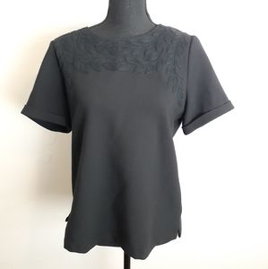 Madewell Blouse Leaf Detail Short Sleeved Round Neck Business Casual Pullover